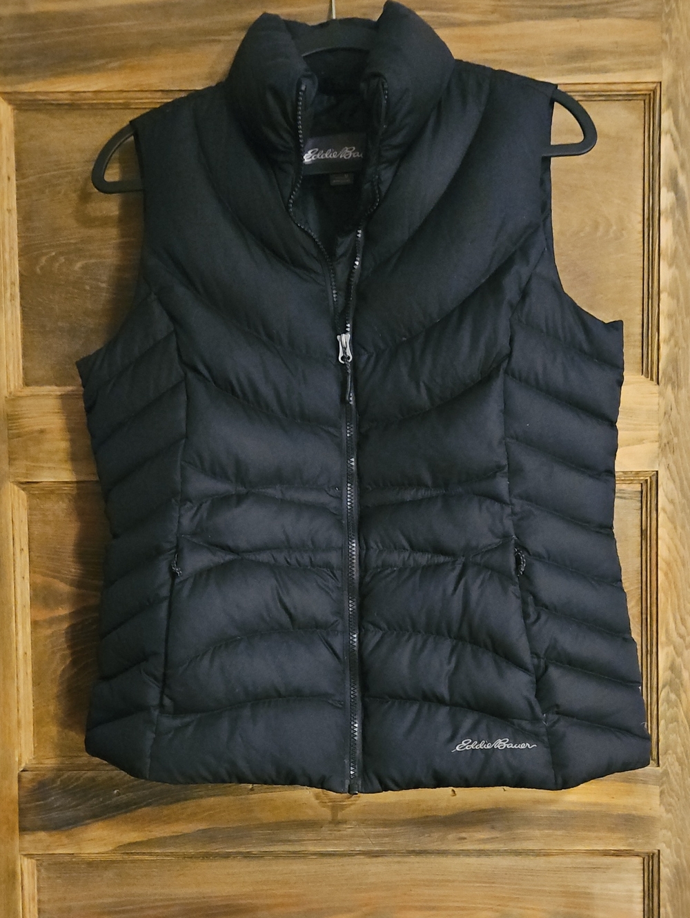 Eddie Bauer Black Quilted Women's Down Vest with Stand Collar